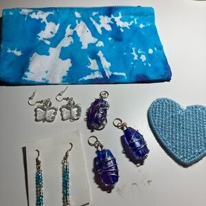 Blue and Turquoise Mystery Bundle, Handmade Jewelry and Accessories- 6 pieces